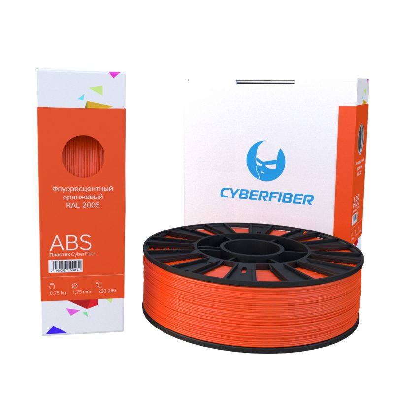 Фото нить для 3D-принтера ABS пластик CyberFiber, 1.75 мм, флуоресцентный оранжевый
