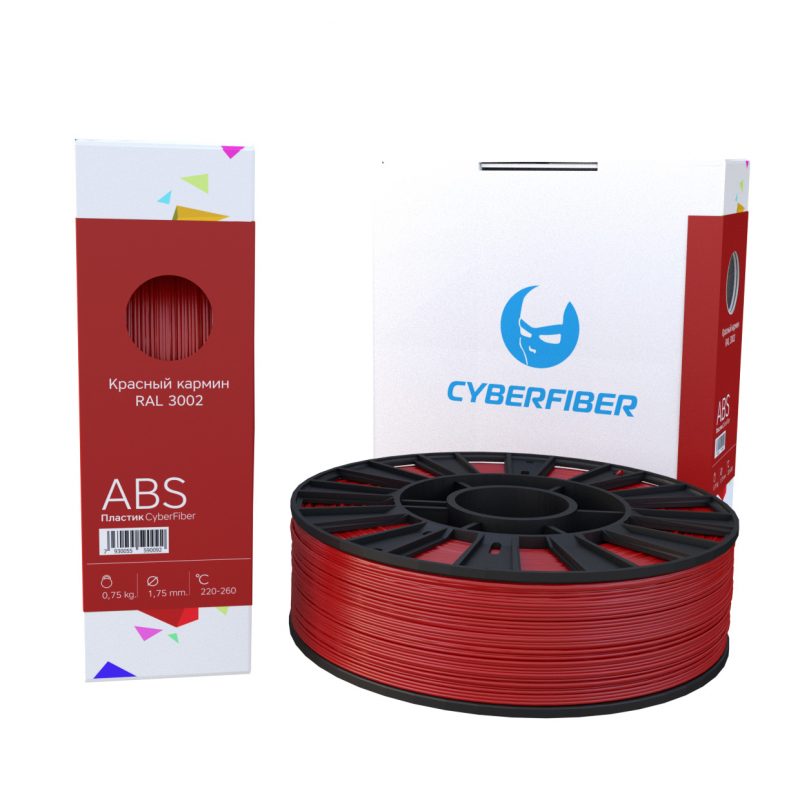 Фото нить для 3D-принтера ABS пластик CyberFiber, 1.75 мм, красный кармин