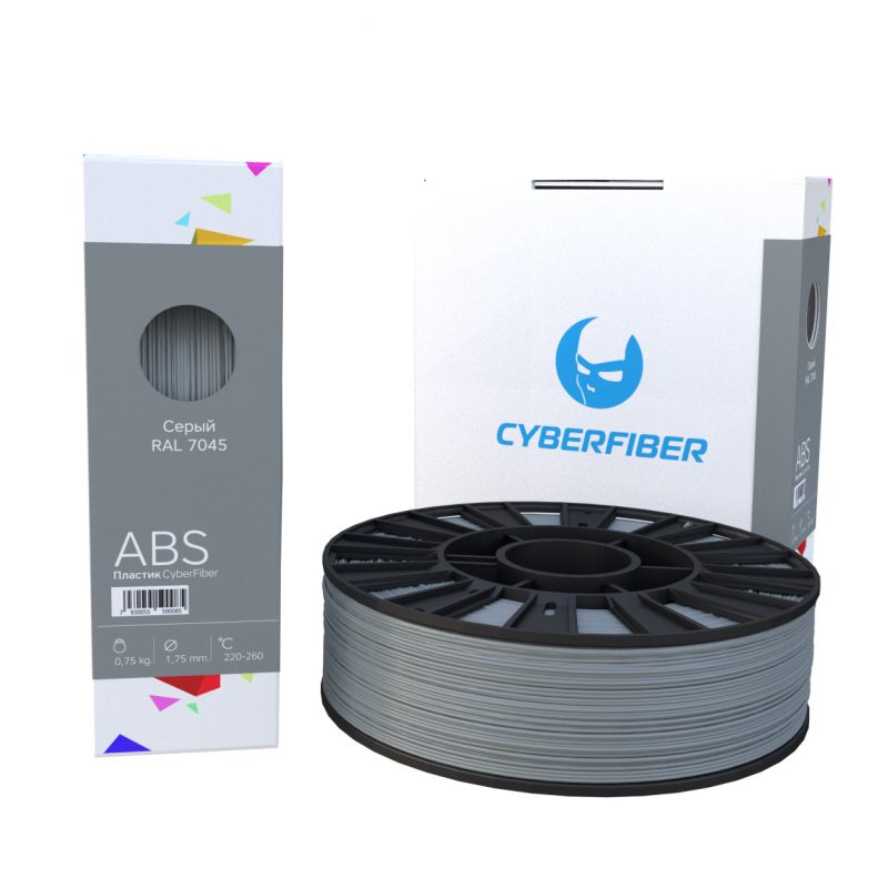 Фото нить для 3D-принтера ABS пластик CyberFiber, 1.75 мм, серый