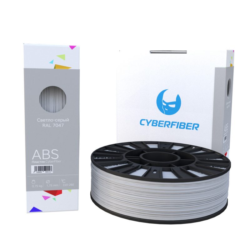 Фото нить для 3D-принтера ABS пластик CyberFiber, 1.75 мм, светло-серый