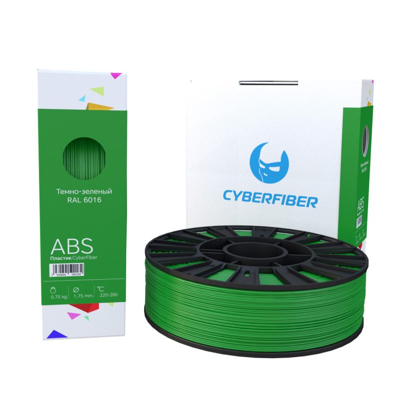 Фото нить для 3D-принтера ABS пластик CyberFiber, 1.75 мм, темно-зеленый