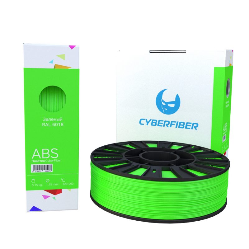 Фото нить для 3D-принтера ABS пластик CyberFiber, 1.75 мм, зеленый