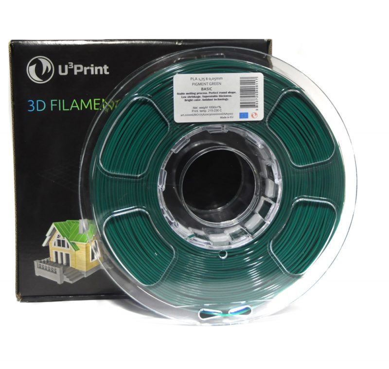 Фото Нить для 3D-принтера PLA Ext. STR пластик U3Print pigment green (т.зеленый)