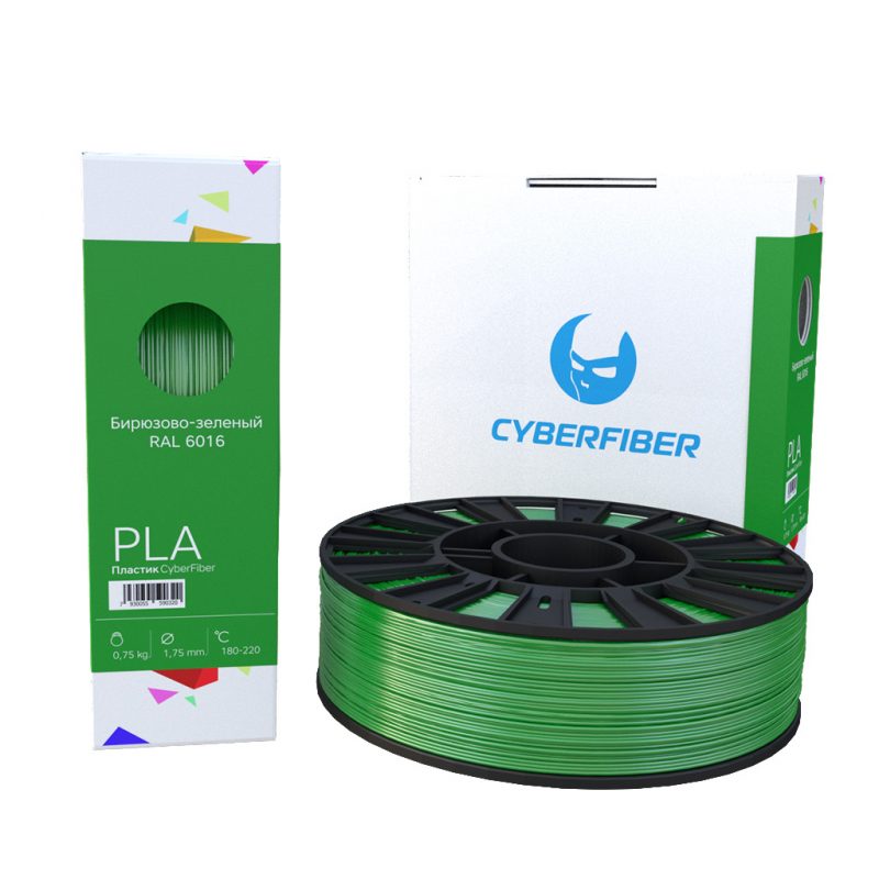 Фотография нить для 3D-принтера PLA пластик CyberFiber бирюзово-зеленый