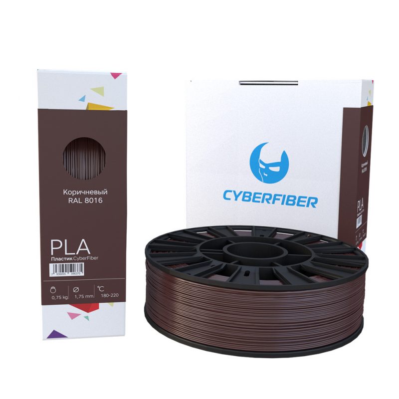 Фотография нить для 3D-принтера PLA пластик CyberFiber коричневый