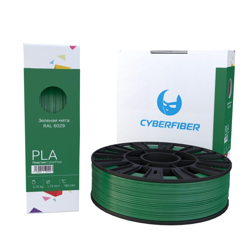 Фотография нить для 3D-принтера PLA пластик CyberFiber зеленая мята