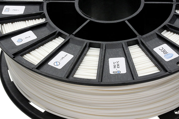 Изображение нить для 3D-принтера PLA пластик REC 1.75 мм белый