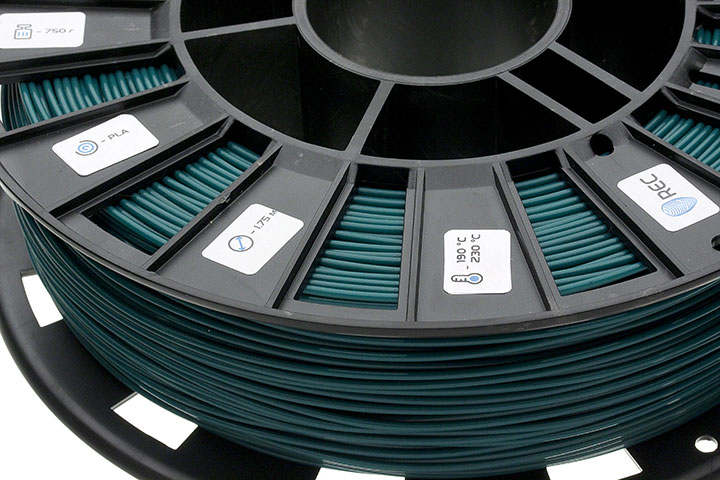 Фото нить для 3D-принтера PLA пластик REC 1.75 мм тёмно-зелёный