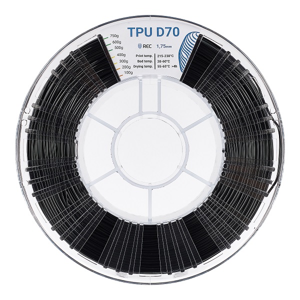 TPU D70 пластик REC 1.75мм черный 1 Фото TPU D70 пластик REC 1.75мм черный 1